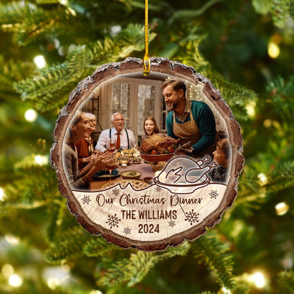 Custom Christmas Family Photo Dinner Wood Slice Ornament