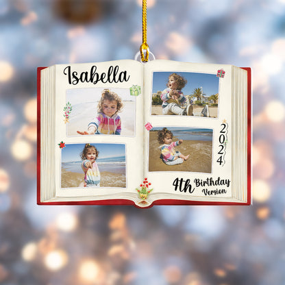 Custom Photo Book Birthday Ornament