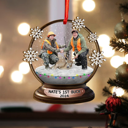 Custom Hunting Photo Snowball Wood and Acrylic Ornament