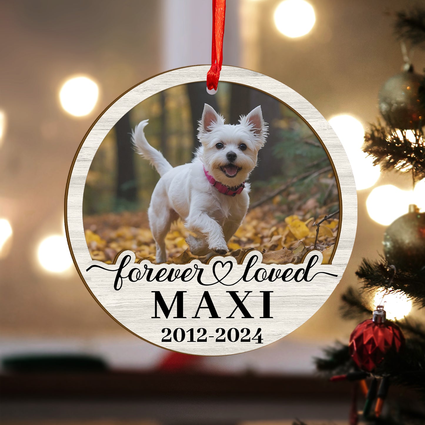 Custom Photo Memorial Dog Wood and Acrylic Ornament