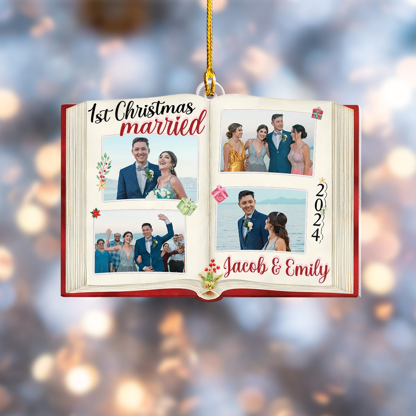 Custom Photobook Wedding Ornament