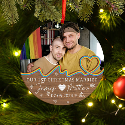 Custom LGBTQ Photo Wood and Acrylic Ornament