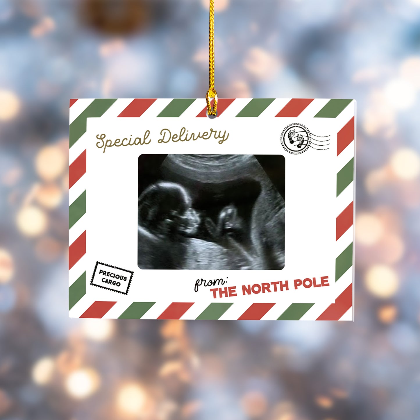 Custom Baby Ultrasound Photo Santa Letter Ornament