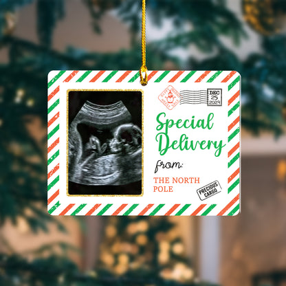 Custom Special Delivery Sonogram Christmas Ornament