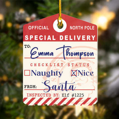 Custom Special Delivery Acrylic Ornament