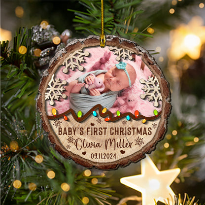 Custom Baby Photo 2-Layer Wood Ornament