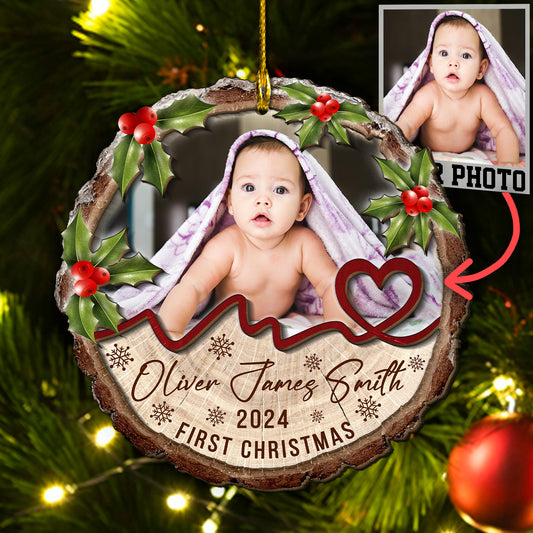 Custom Baby Photo 2-Layer Wood Ornament