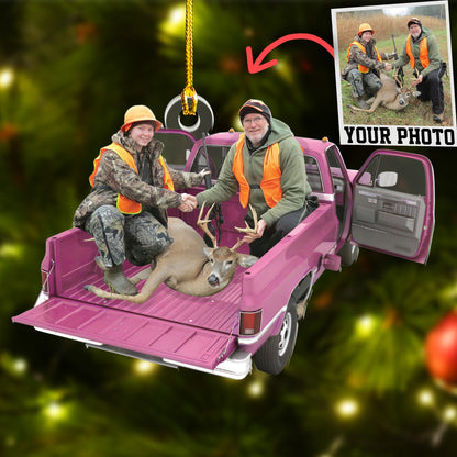 Custom Hunting Photo Vintage Truck Ornament