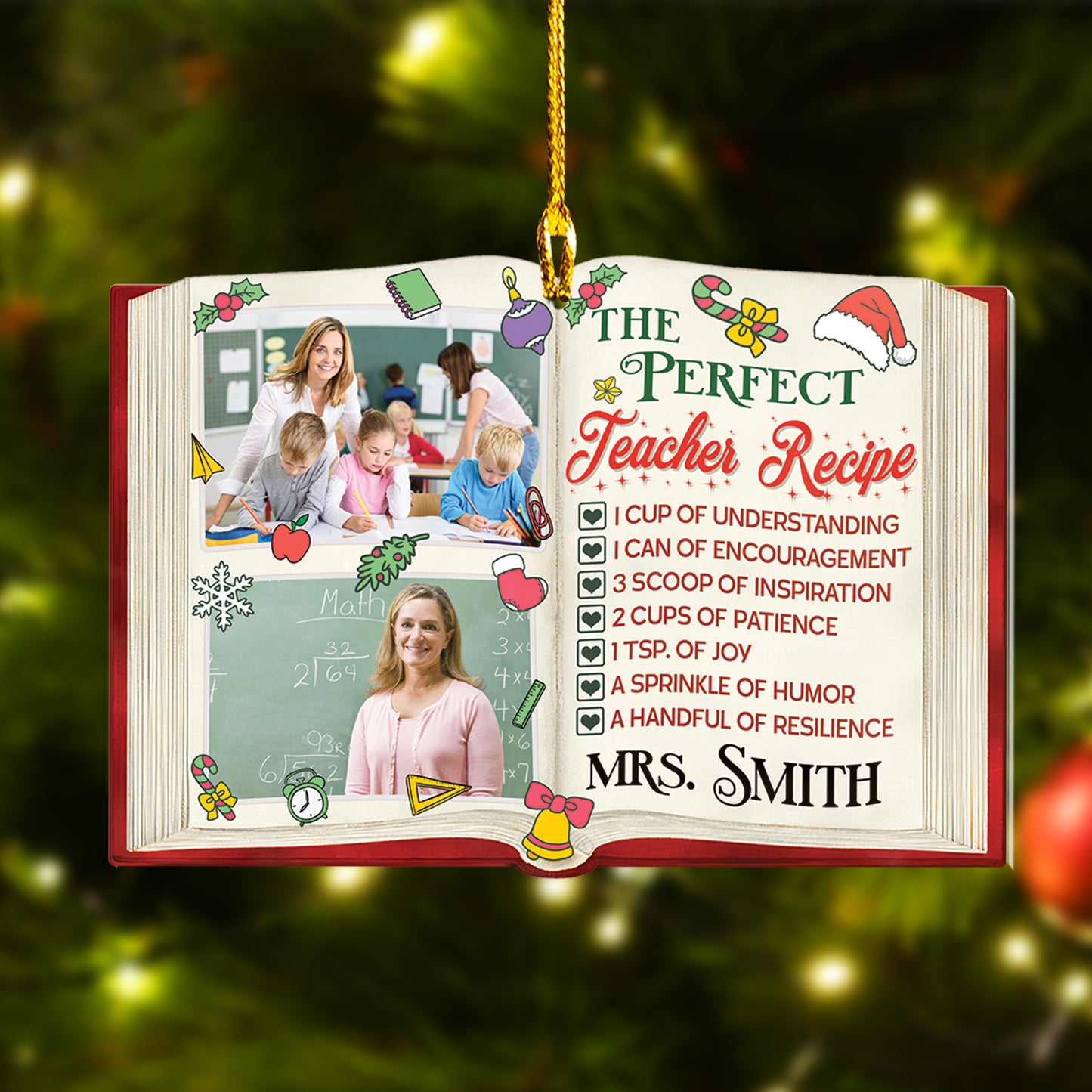 Custom Teacher Photo The Perfect Teacher Recipe Ornament