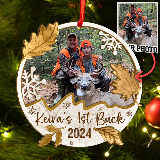 Custom Hunting Photo 2-Layer Wood Ornament