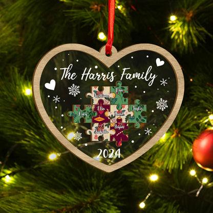 Custom Puzzles Family Names Wood and Acrylic Ornament