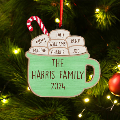 Custom Family Names Wood and Acrylic Ornament