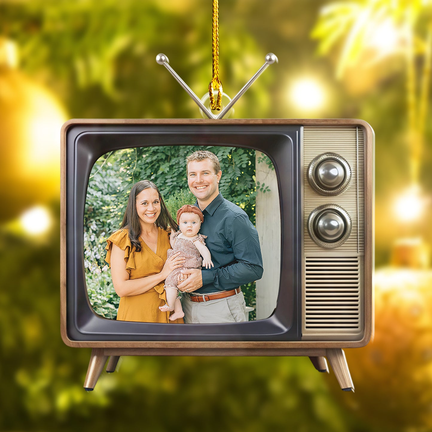 Custom Family Photo Retro Television Ornament