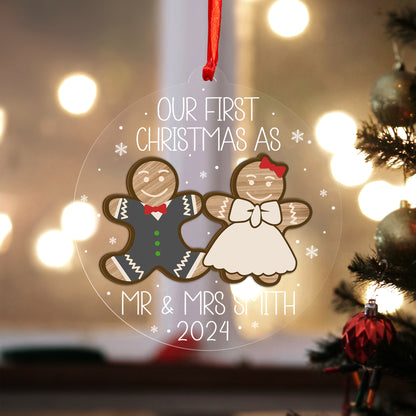 Custom Wedding Gingerbread Wood and Acrylic Ornament