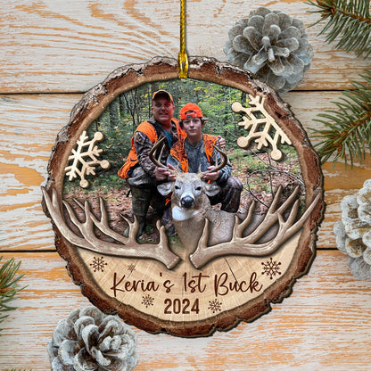 Custom Hunting Photo 2-Layers Wood Ornament