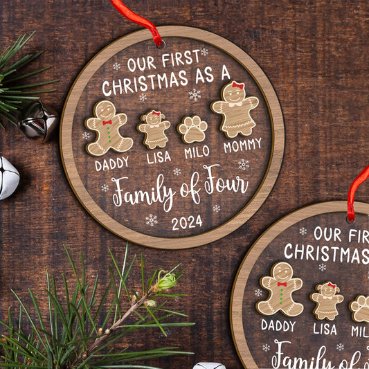 Custom Our First Christmas Gingerbread Wood and Acrylic Ornament