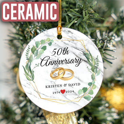 Custom Golden 50th Anniversary Ornament