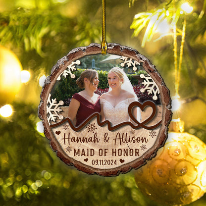 Custom Bridesmaids Photo 2-Layer Wood Ornament