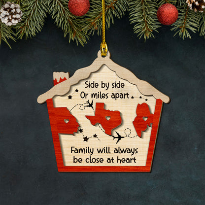 Custom Long Distance Family Christmas 2-Layer Wood Ornament