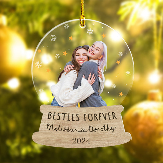 Custom Besties Photo Snowball Ornament