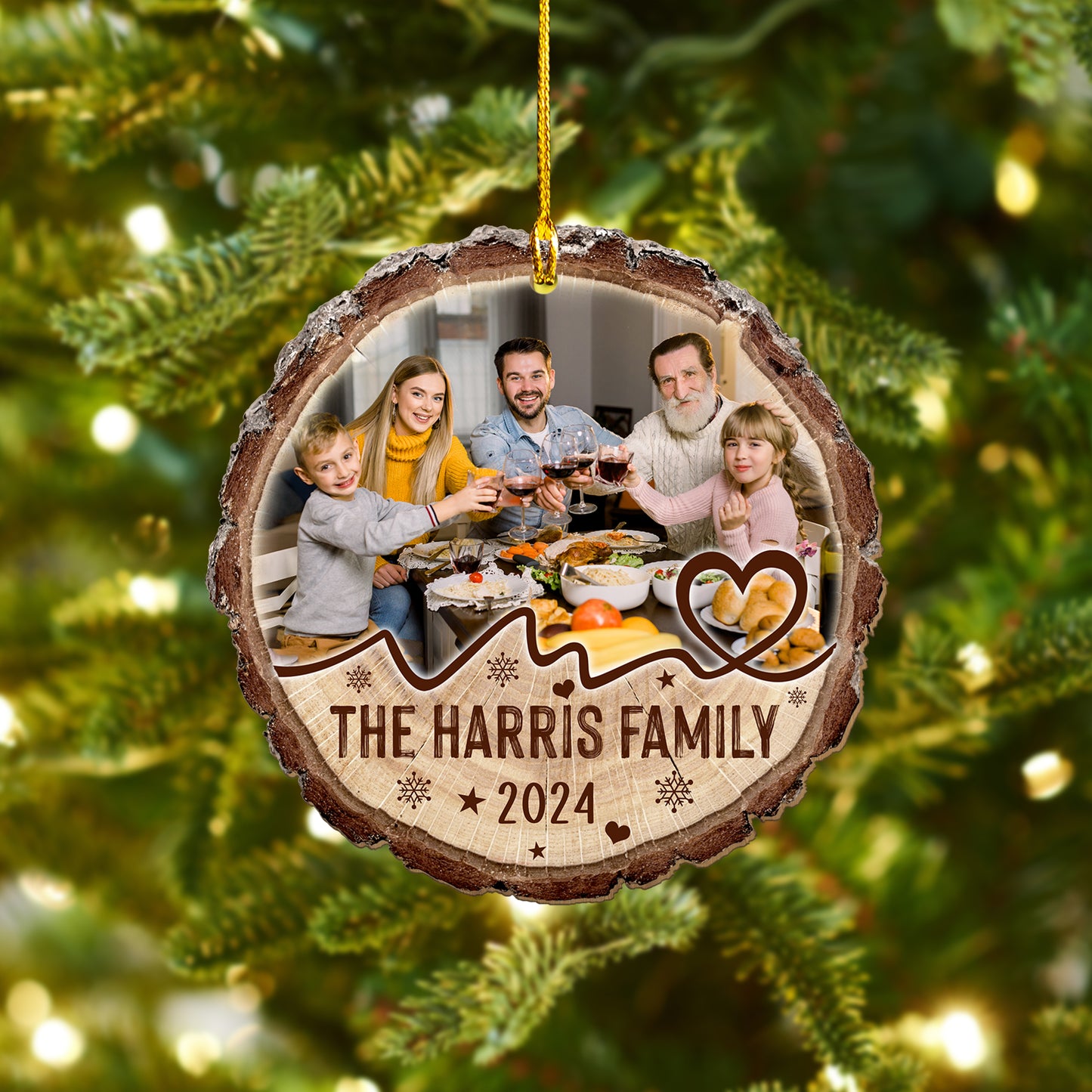 Custom Family Wood Slice Ornament