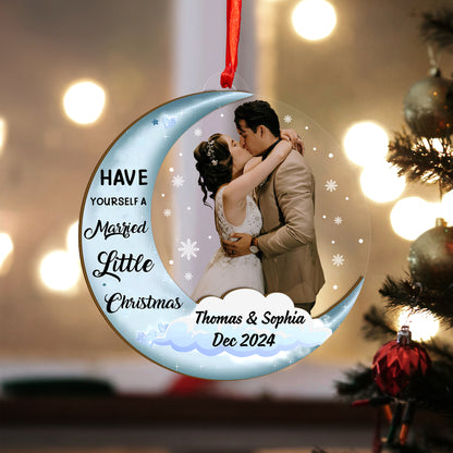 Custom Couple Photo Wood and Acrylic Ornament