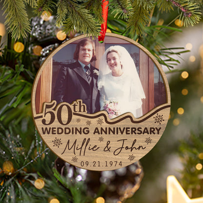 Custom 50th Wedding Anniversary Wood and Acrylic Ornament