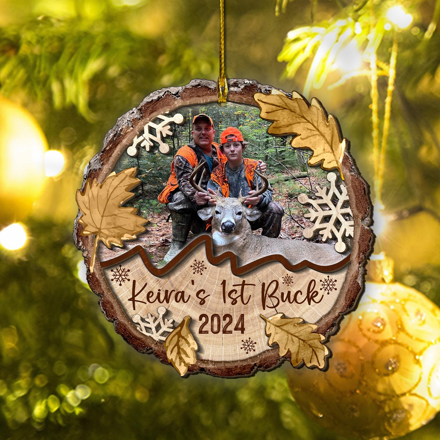 Custom Hunting Photo 2-Layer Wood Ornament