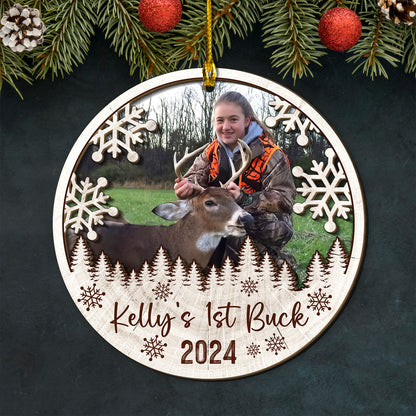 Custom Hunting Photo 2-Layer Wood Ornament