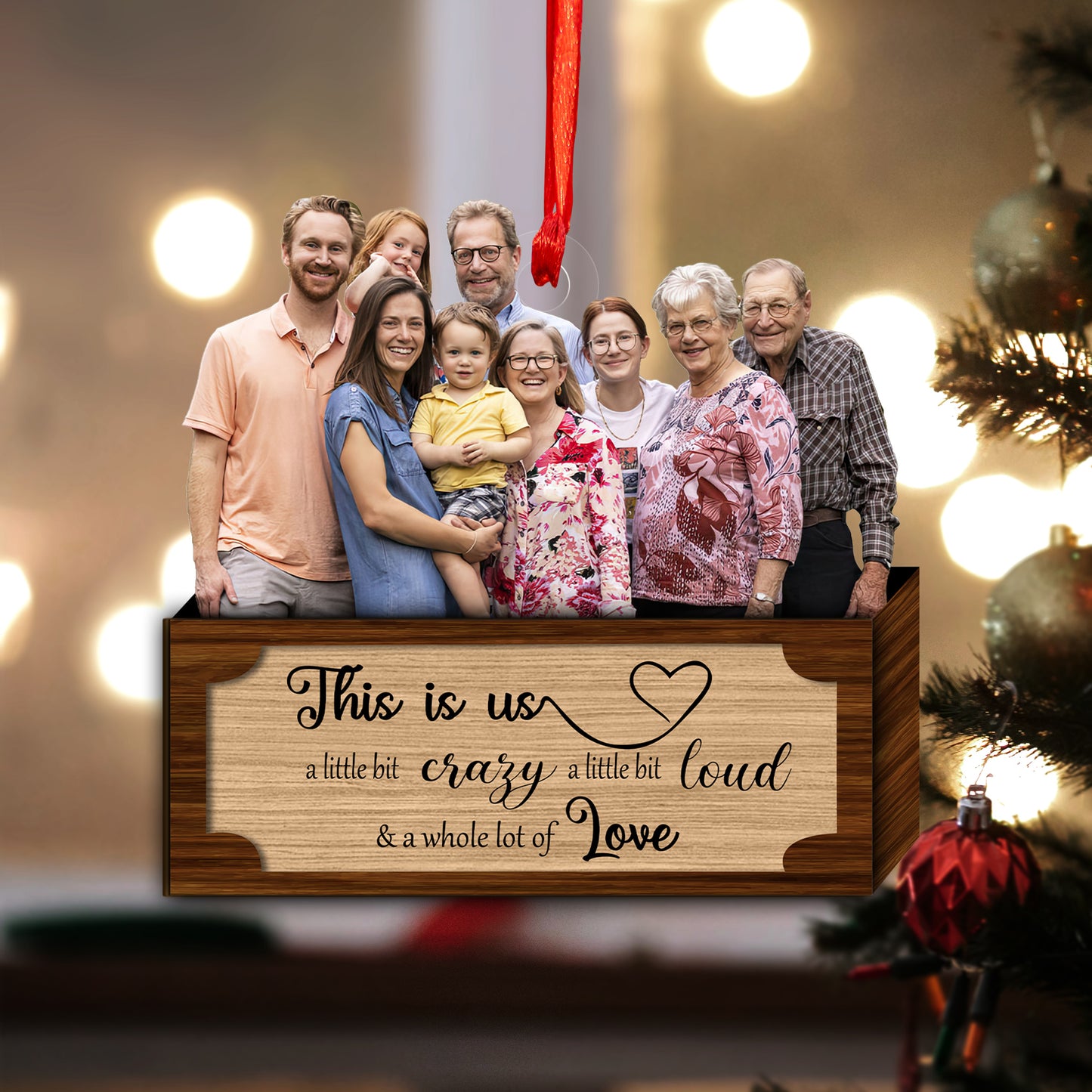 Custom Photo Family Wood and Acrylic Ornament