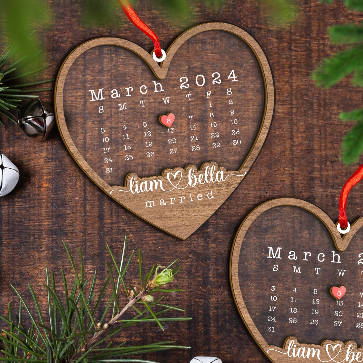 Custom Wedding Date Wood and Acrylic Ornament