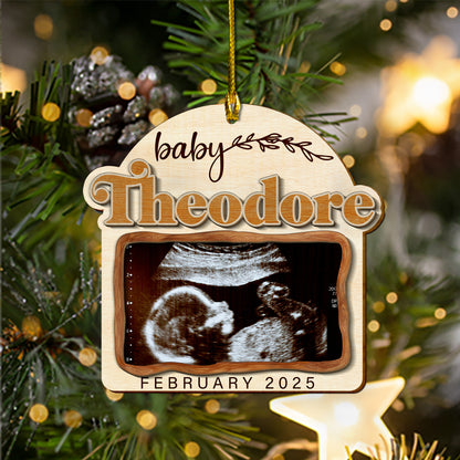 Custom Photo Ultrasound Baby 2-Layer Wood Ornament