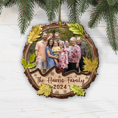 Custom Family Photo 2-Layers Wood Slice Ornament