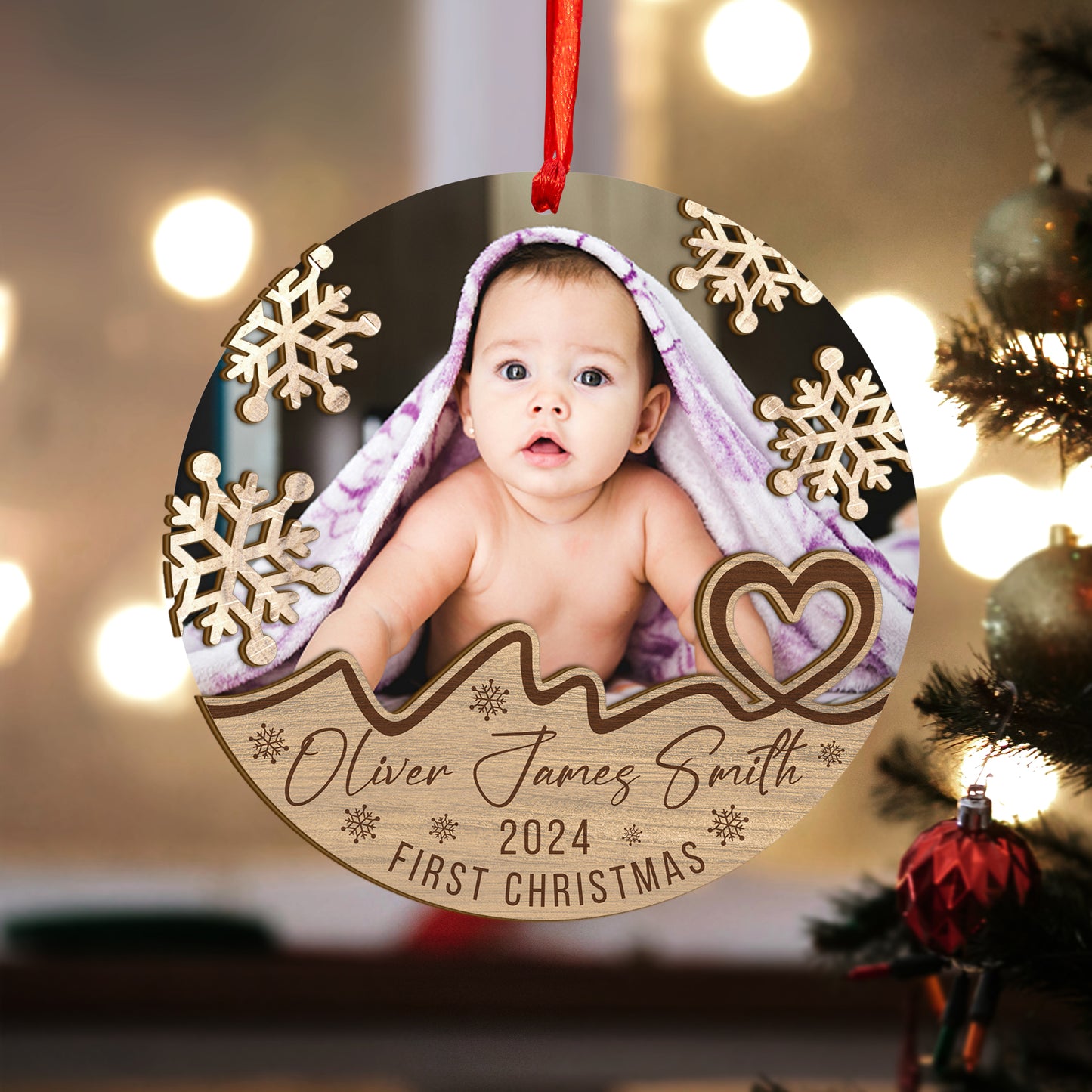 Custom Baby Photo Wood and Acrylic Ornament