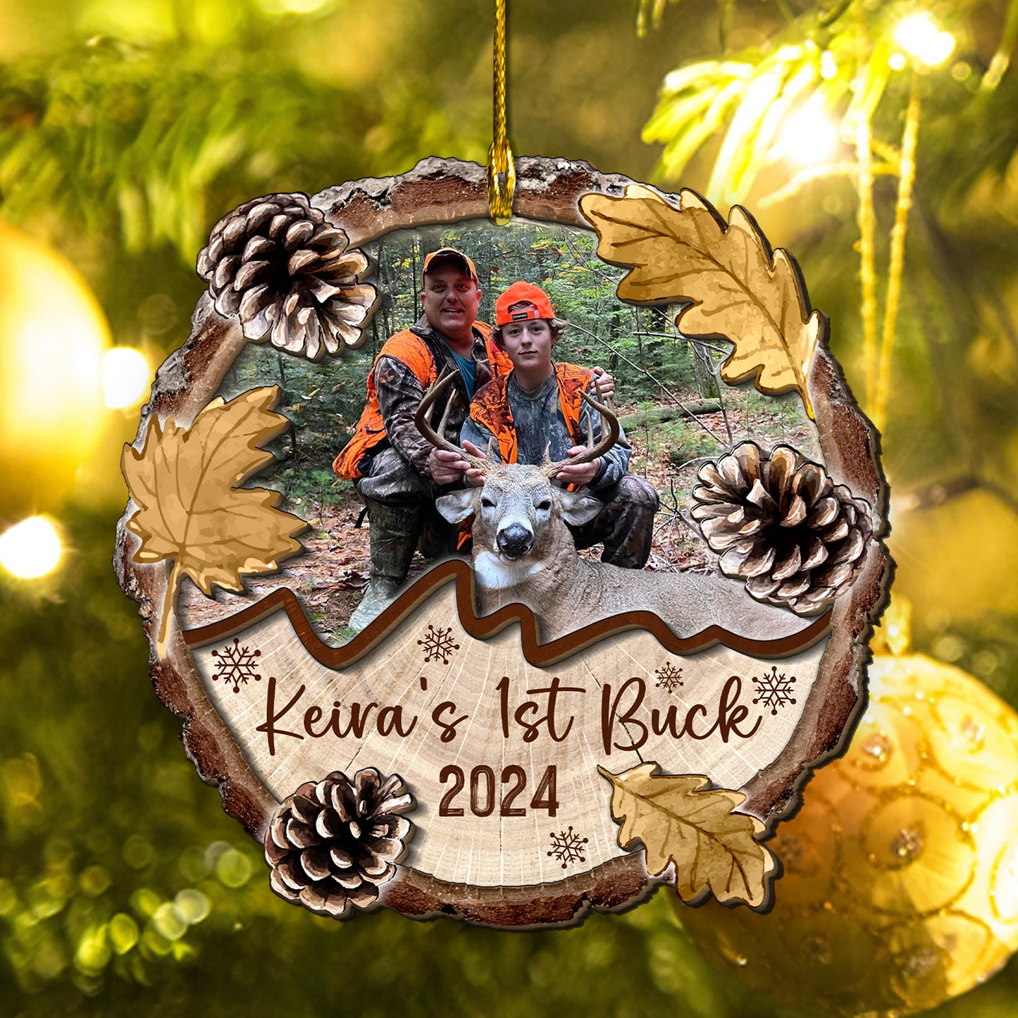 Custom Hunting Photo 2-Layer Wood Ornament