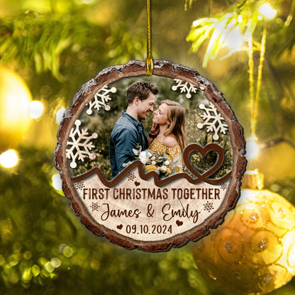 Custom Couple Photo 2-Layer Wood Ornament