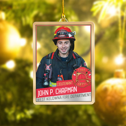 Custom Photo Firefighter Card Acrylic Ornament