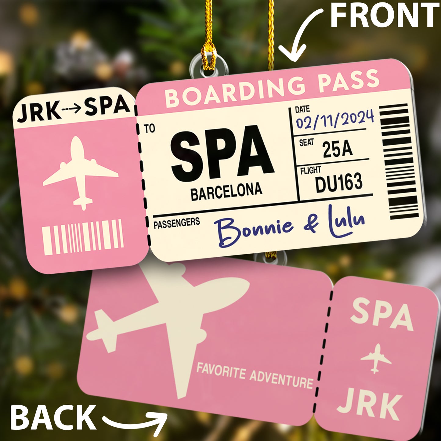 Custom 2-Sides Boarding Pass Ornament