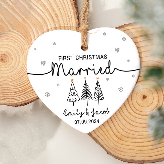 Custom Wedding Couple Name Heart Shape Ornament