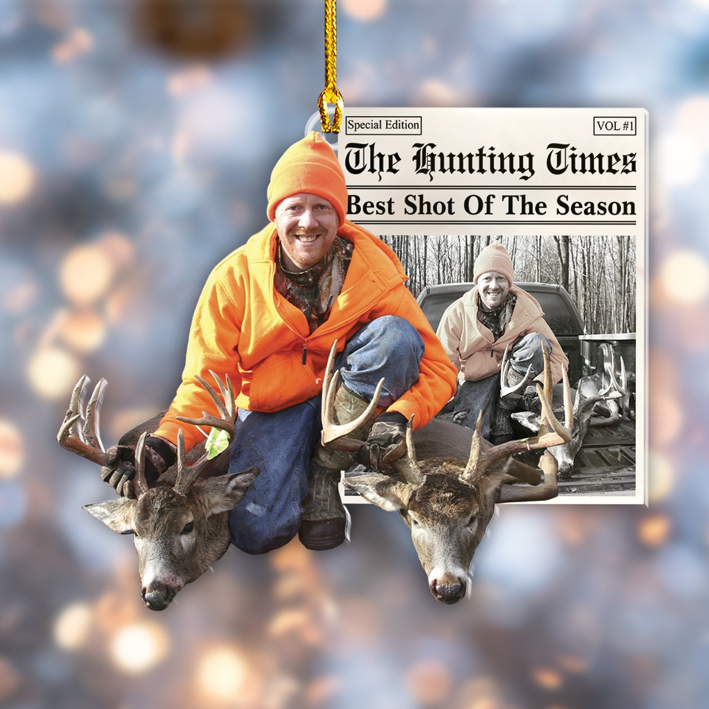 Custom Hunting Photo Newspaper Ornament