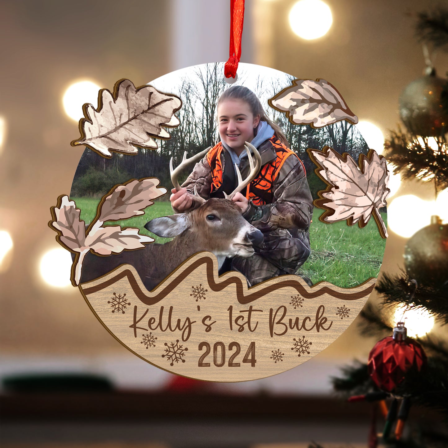 Custom Hunting Photo Wood and Acrylic Ornament