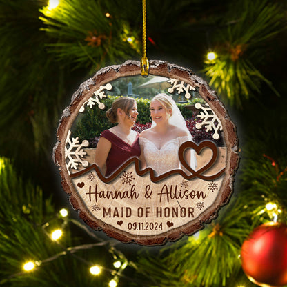 Custom Bridesmaids Photo 2-Layer Wood Ornament