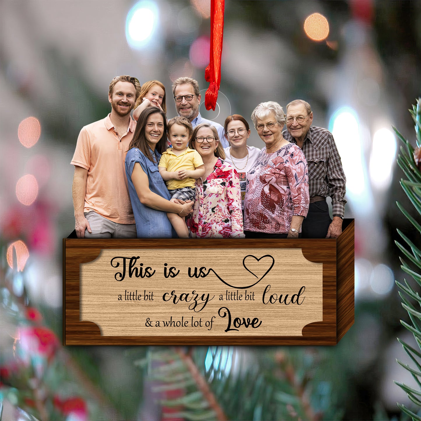 Custom Photo Family Wood and Acrylic Ornament