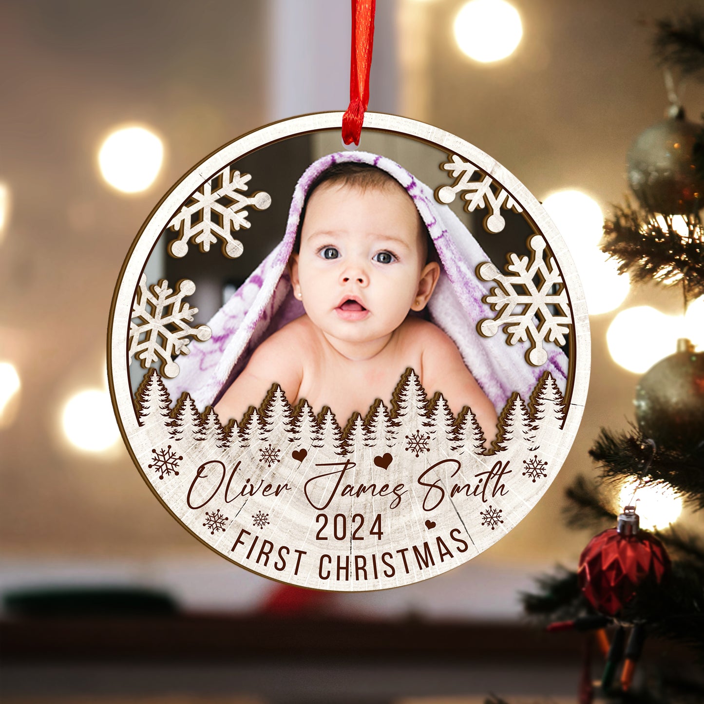 Custom Baby Photo Wood and Acrylic Ornament