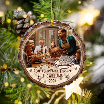 Custom Christmas Family Photo Dinner Wood Slice Ornament