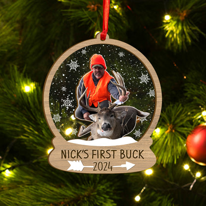 Custom Hunting Photo Snowball Wood and Acrylic Ornament