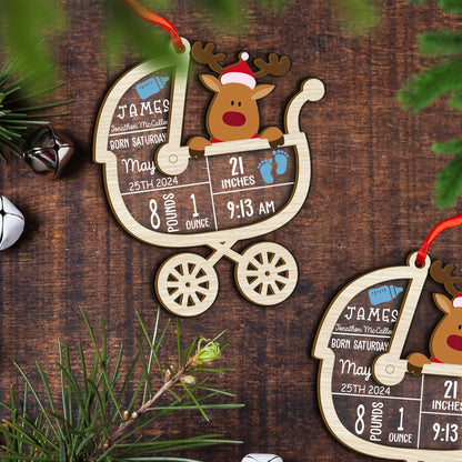 Custom Baby Stats Wood and Acrylic Ornament