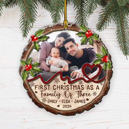 Custom Family Photo 2-Layer Wood Ornament