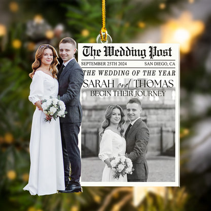 Custom Wedding Photo Newspaper Ornament