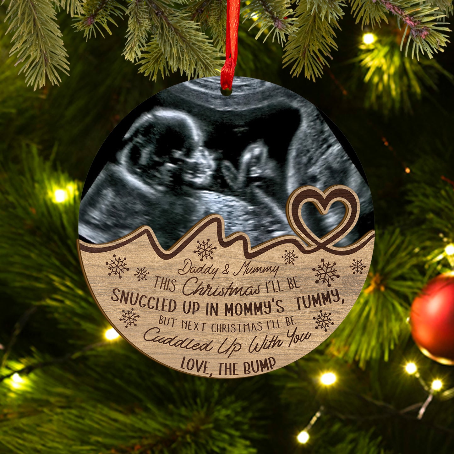 Custom Baby Ultrasound Photo Wood and Acrylic Ornament